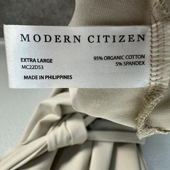 Modern Citizen Womens Fei Tie Front Organic Cotton Midi Dress Luxury Beige XL - Picture 6 of 11